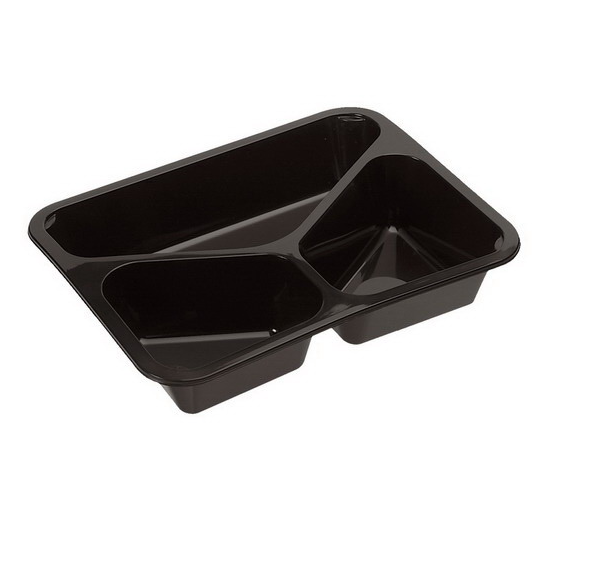 Barquette à sceller Caterline 1 Noir 3 compartiments- 216 pcs